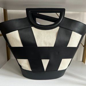 SOLD - Naturalizer Leather and Canvas Tote